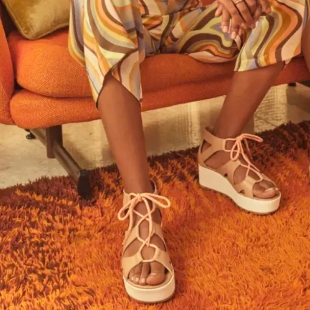 NEW Sorel Cameron Lace Up Wedge Sneaker Sandal Beige 11 Gladiator - Picture 9 of 9